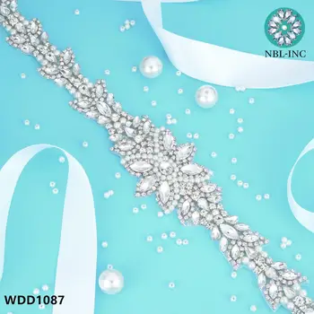 (30ШТ) търговия на Едро ръчна изработка от мъниста сватбена сребърен кристал кристал апликация на колан желязо на пришивке за сватбена рокля WDD1087