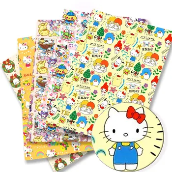Памучен плат с изображение на Hello Kitty sanrio Плат за пэчворка Детски домашен Текстил За шиене на кукли рокли Завеса от полиэстеровой памучен плат