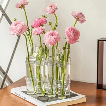 Скандинавска прозрачна стъклена ваза с шнорхел, Цветен Гидропонический саксия за растения, саксия за домашен интериор, Стъклен контейнер за цветя, декорация на масата