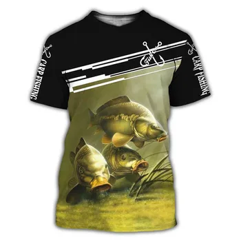 Тениска с триизмерна принтом за улов на шаран, мъжки t-shirt Harajuku с къси ръкави, лятна градинска мъжка тениска унисекс върха