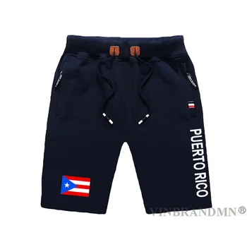 Мъжки къси панталони Пуерто Рико плажен мъж мъжки плажни шорти флаг тренировка джоб с цип тренировка културизъм 2023 памук НЮ Риканский PRI PR