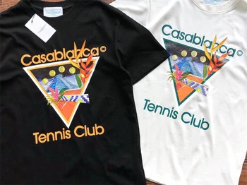 Новост 1: 1 
 Тениски с триъгълен принтом Tennis Club Казабланка, мъжки и дамски ежедневни тениски, тениски с къс ръкав, облекло