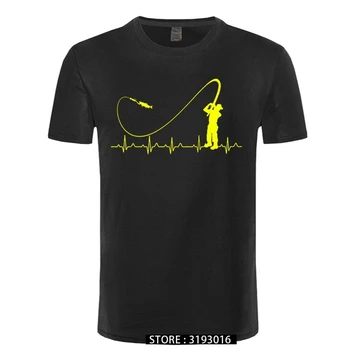 Тениска Fishinger Heartbeat - Смешни Fish До Fisherman Gift Idea, Нова Мода Мъжка Тениска С Къс Ръкав, Разпродажба, 100% Памук