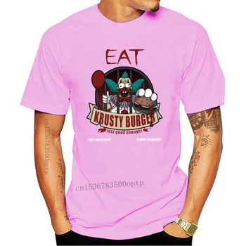 Нова тениска с принтом camiseta EAT KRUSTY BURGER masculina за жени camiseta