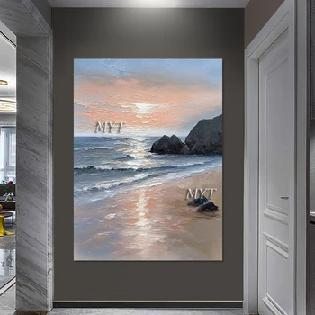 Платно, арт, бескаркасный пейзаж, 3D картината, виси на стената, красиви пейзажи, интериор, абстрактни плажни живопис в стил акриловом
