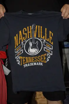 Тениска Nashville Tennessee с китара в стил кънтри, Малка, Почти мятная, търговска марка с дълъг ръкав