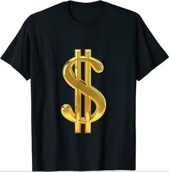 НОВА ЛИМИТИРОВАННАЯ тениска със златист метален паричен знак, доларови банкноти, подарък тениски S-5XL