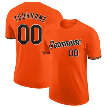 Мъжки футболен майк оранжев цвят по поръчка, спортни тениски от полиестер с къси ръкави за футбол