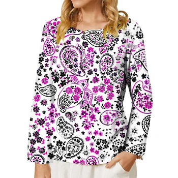 CLOOCL Модни Дамски тениска Perris Art Flowers С 3D Принтом, Риза С Дълъг Ръкав и Копчета, Украшающая Тениска, Ежедневни Блузи