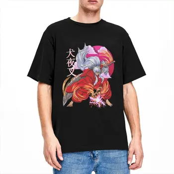 Тениска с Японското Аниме Inuyasha, Мъжки Дамски Приключенска Реколта Тениска От 100% Памук Кръгло деколте и Къс Ръкав, Всички Върхове