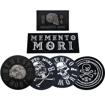 Предупреждение Memento Mori, бродирана нашивка, тактическа емблема, нарукавная обогатяване с аппликацией под формата на черепа