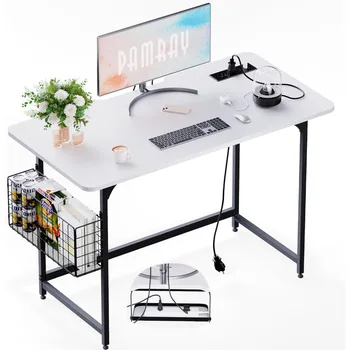 Компютърна маса Безплатна доставка за Домашно Работен Офис компютърно бюро с управлението на кабели под масата за учене и писане на мебели