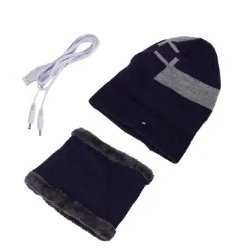 Топла зимна шапка с подгряване, електрически топла шапка с подгряване, Комплект USB шалове с топъл, Мек Топъл шал, вязаная шапка с помпоном за джогинг, каране на ски, пързаляне с кънки