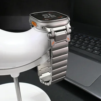 Луксозен Титан Метална Гривна за Apple Watch Ultra2 49 мм 45 мм 44 мм 42 мм Бизнес-каишка Correa за Iwatch Серия 9 8 7 6 5 4 Se