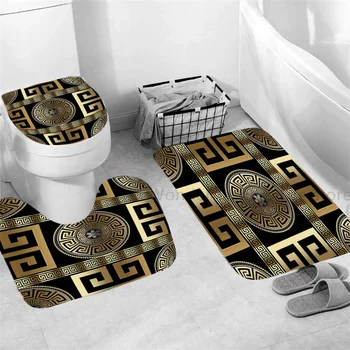 Луксозен златна подложка за баня с 3D геометричен модел, Быстросохнущий подложка за баня, нескользящий подложка за влизане, подложка за пода, килима за тоалетна, домашен декор