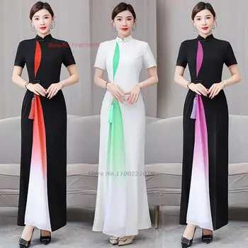 2024 вьетнамское традиционната рокля чонсам аодай в ретро стил, по-добро национално рокля ципао ад дай елегантна вечерна рокля за парти vestido
