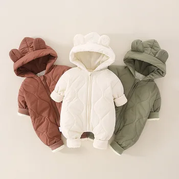 Плътен анцуг с качулка за бебета, термокомбинезон джоб с дълъг ръкав, Дрехи за новородени, палто за бебета и деца