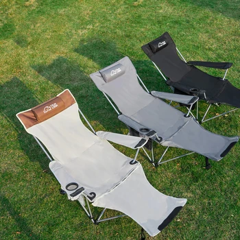 Портативен сгъваем стол за къмпинг, на 4-стъпка Регулируема стол за сядане и легнало, уличен стол за туристически пикник с облегалка