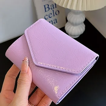 Нов мрежи-плик, женски кратък портфейл цвят на Тестени изделия, чанта за карти, ежедневни ръчна чанта, практичен портфейл Zero