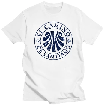 Тениска Camino de Santiago сив цвят със синя марка Sello - Santiago Pilgrimage