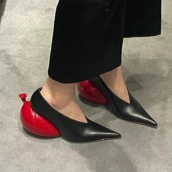 2023 г., Нови Маркови Дизайнерски Обувки Специална форма на много високи токчета, Дамски Обувки на висок ток С остър чучур, Гъвкави Ежедневни обувки