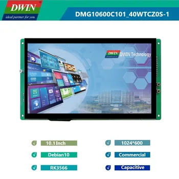Процесор DWIN RK3566 четириядрен 10.1-инчов LCD модул IPS TFT Капацитивен Сензорен Linux Base Debian10 Версия на Дисплея с RS485 Ethernet