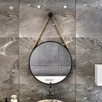 Златното Скандинавски Огледало За Баня Модерно Кръгло Огледало За Баня От Неръждаема Стомана Естетичен Тоалетна Miroir Salle De Bain Мебели За Баня