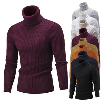 Есенно-зимен мъжки пуловер с висока яка, ежедневни риза с подплата от пържено тесто, обикновен пуловер