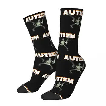 Мъжки чорапи меми с аутизъм-виртуален скелет, Удобни и Забавни Чорапи Happy Socks, стоки Harajuku, Средни тръби, най-Добрата идея за подарък