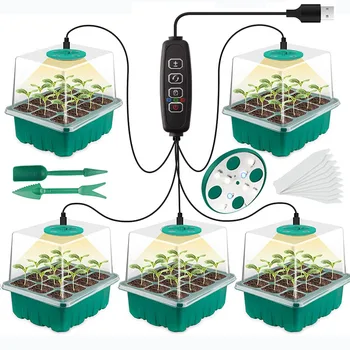 8 led осветителни тела за отглеждане на пълна гама с 12-луночным чекмедже за разсад, растения, маята за покълване на семена, фитолампой за отглеждане в оранжерия