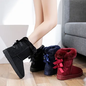 Марка дамски обувки, гумени ботуши на равна подметка с кръгло бомбе, австралийски обувки-Дамски зимни обувки, Модни дамски ботильоны, сняг 2023