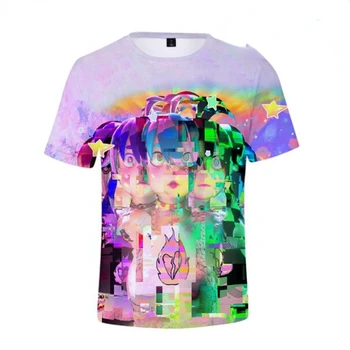 Yameii Онлайн Тениска С 3D Принтом Дамски Мъжки Летни мода С Кръгло деколте И Къс ръкав Забавна Тениска Kawaii Карикатура Графични Тениски Градинска облекло