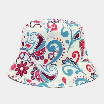 Памучен панама с принтом, Рибарска шапка, солнцезащитная шапка за мъже и жени, за пътуване на открито, 125