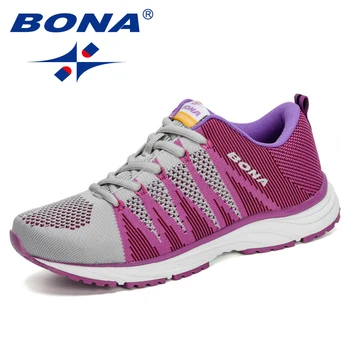 BONA / Нови Дамски маратонки в типичен стил За разходки на открито, Маратонки за бягане, Спортни обувки от окото на материал дантела, мека Бърза Безплатна доставка