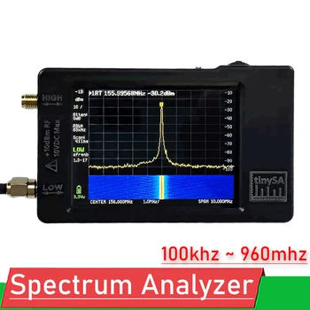 ръчен анализатор на спектъра 100 khz ~ 960 Mhz Кв. / синусоидална генератор на сигнали Дисплей цифров Сензорен екран FM MF/HF/VHF UHF СПТ