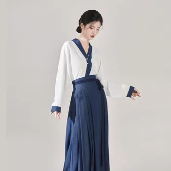 Оригинална рокля Hanfu топ с бродерия на ръкавите Song въздухоплавателни средства, пола Hanfu, всекидневен костюм Hanfu