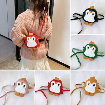 Чанта през рамото си под формата на животински пингвин, скъпа малка чанта-месинджър от изкуствена кожа, чанта през рамо за момичета