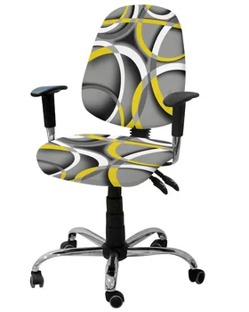 Абстрактна геометрия на съвременното изкуство, Жълто Еластичен калъф за компютърно столове, Подвижна чанта за офис стол, Разрязващи седалките