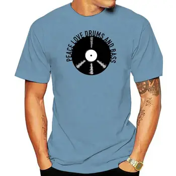 Тениска с винил вътрешната плоскост Peace Love Drums & Bass, мъжки t-shirt