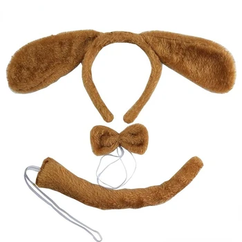 Превръзка на главата Плюшени кучета на Хелоуин Опашката Лък прическа на животното Подпори за сценичното представяне на Празнично Облечена Cosplay Костюм