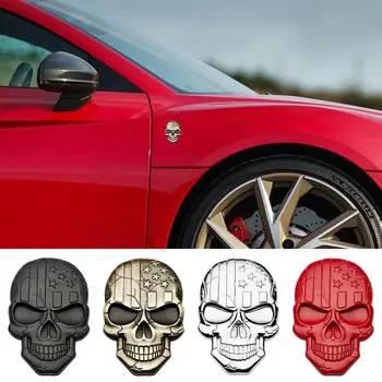 3D Стикери с черепа, етикети с череп от два тежкотоварни с сплав, автомобилни стикери с флага на сащ, Водоустойчив лепило, Икона на багажника на Колата, Емблема, Табелка