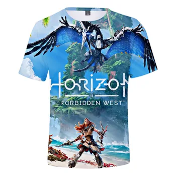 Нова тениска с 3D принтом Horizon Zero Dawn За мъже и жени, модни тениски с принтом, нова висококачествена ежедневна тениска с къс ръкав, размер Оверсайз