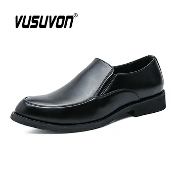 Модни мъжки обувки от дишаща естествена кожа 38-46 размер, Лоферы за момчета, Черни Меки ежедневни летни джапанки на открито, работни обувки на плоска подметка