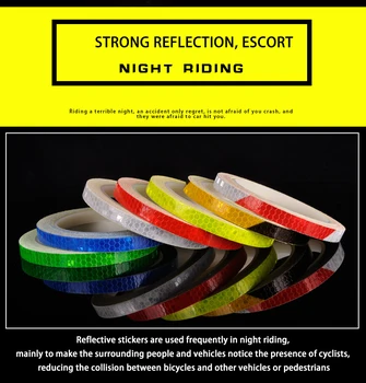 Колелата на мотоциклета Отразяват флуоресцентни светлоотразителни стикери за МТВ велосипед, лента за велоспорта, Предупредителен за сигурност, Интериор на мотоциклета