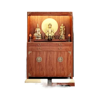 Ниша ЩВ Буда Нов гардероб в китайски стил Домакински Олтара Шкаф за поклонение на Буда от масивно дърво Шкаф за бог на богатството