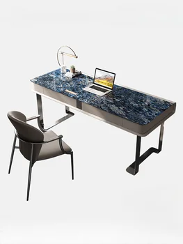 Маса от естествен луксозен камък с Модерен дизайнерски Нов домашен компютър часа висок клас, учебна стая, италиански светъл луксозна маса