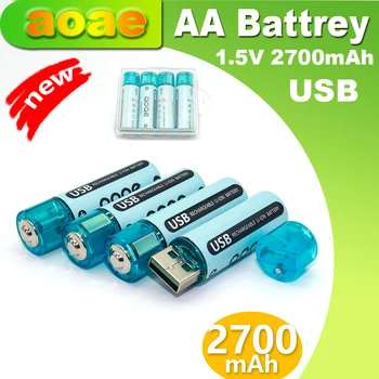 AOAE Акумулаторни батерии с USB порт aa литиеви 1,5 2700 ма са Подходящи за играчки с дистанционно управление с мишка USB Акумулаторна батерия aa