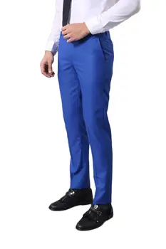 Обикновена сини мъжки костюми по поръчка, стегнати, елегантни, ежедневни, от полиестер, однобортные, дебнещ, за коктейльной парти, сватба облекло / Едни панталони