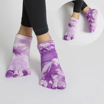 Нови чорапи за йога, дамски памучни Силиконови нескользящие чорапи за пилатес, Балетные танцови спортни чорапи, Пятипалые чорапи за фитнес