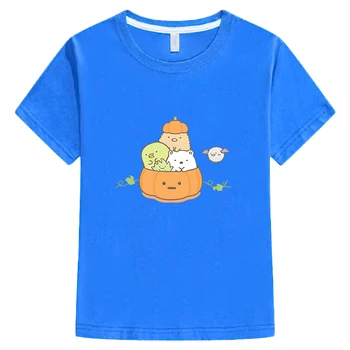 Тениска с изображение на Kawai от 100% памук, Сладка Тениска с принтом Сумикко Гураши за Момчета и момичета, Детски Тениски С къс ръкав, Летни